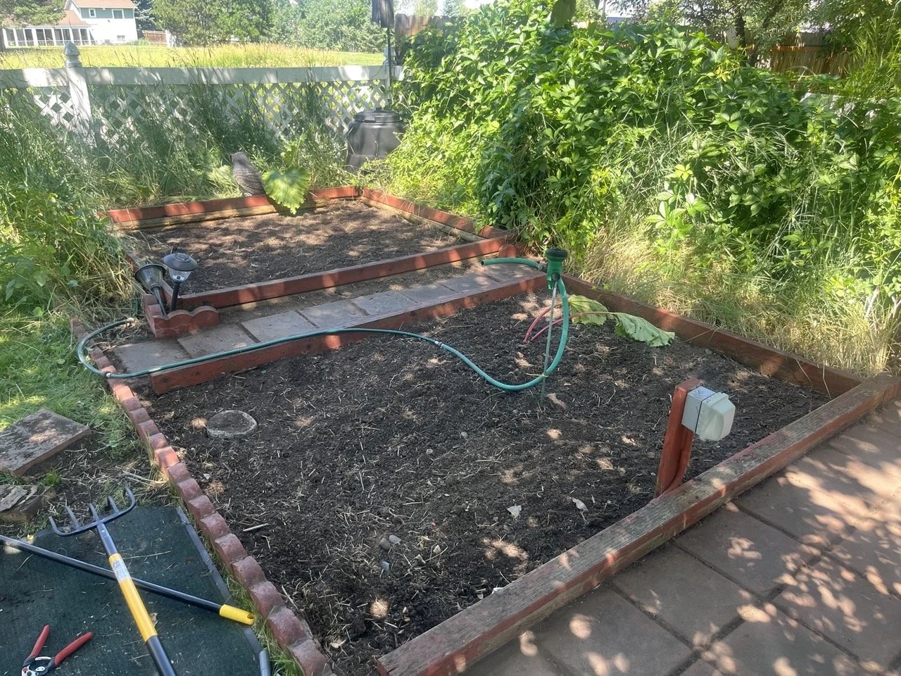 Garden bed weeding after