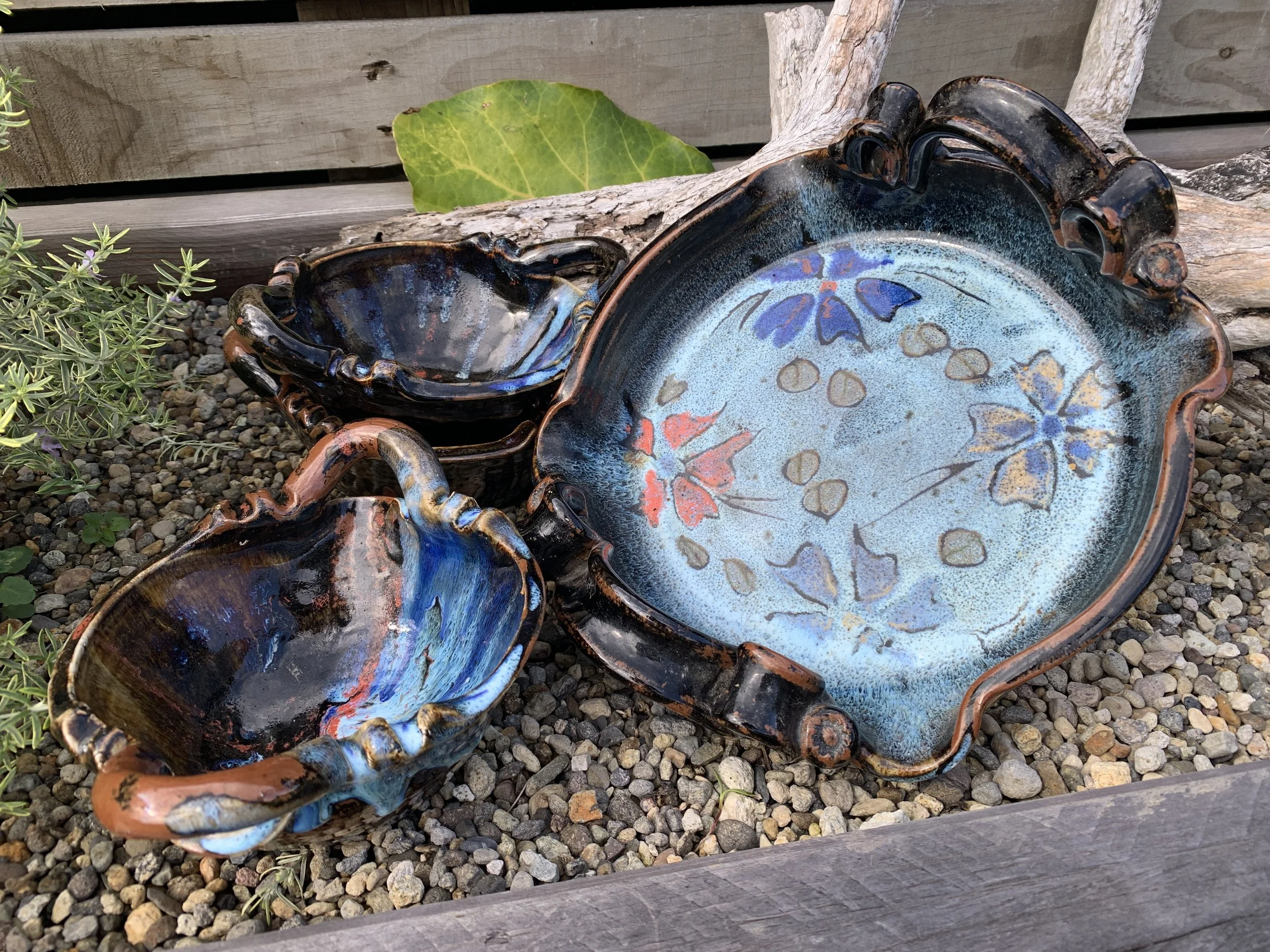 Floral hand painted platter