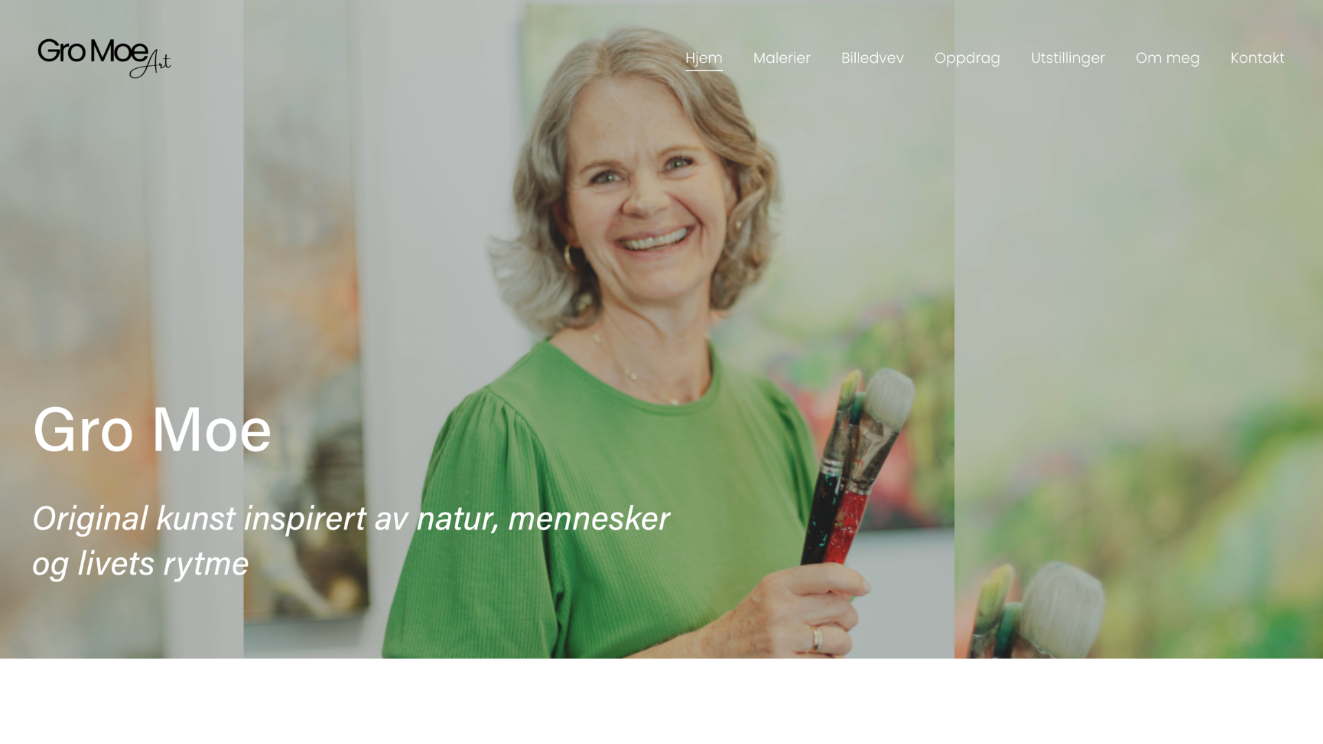Skjermbilde av nettsiden til Gro Moe Art