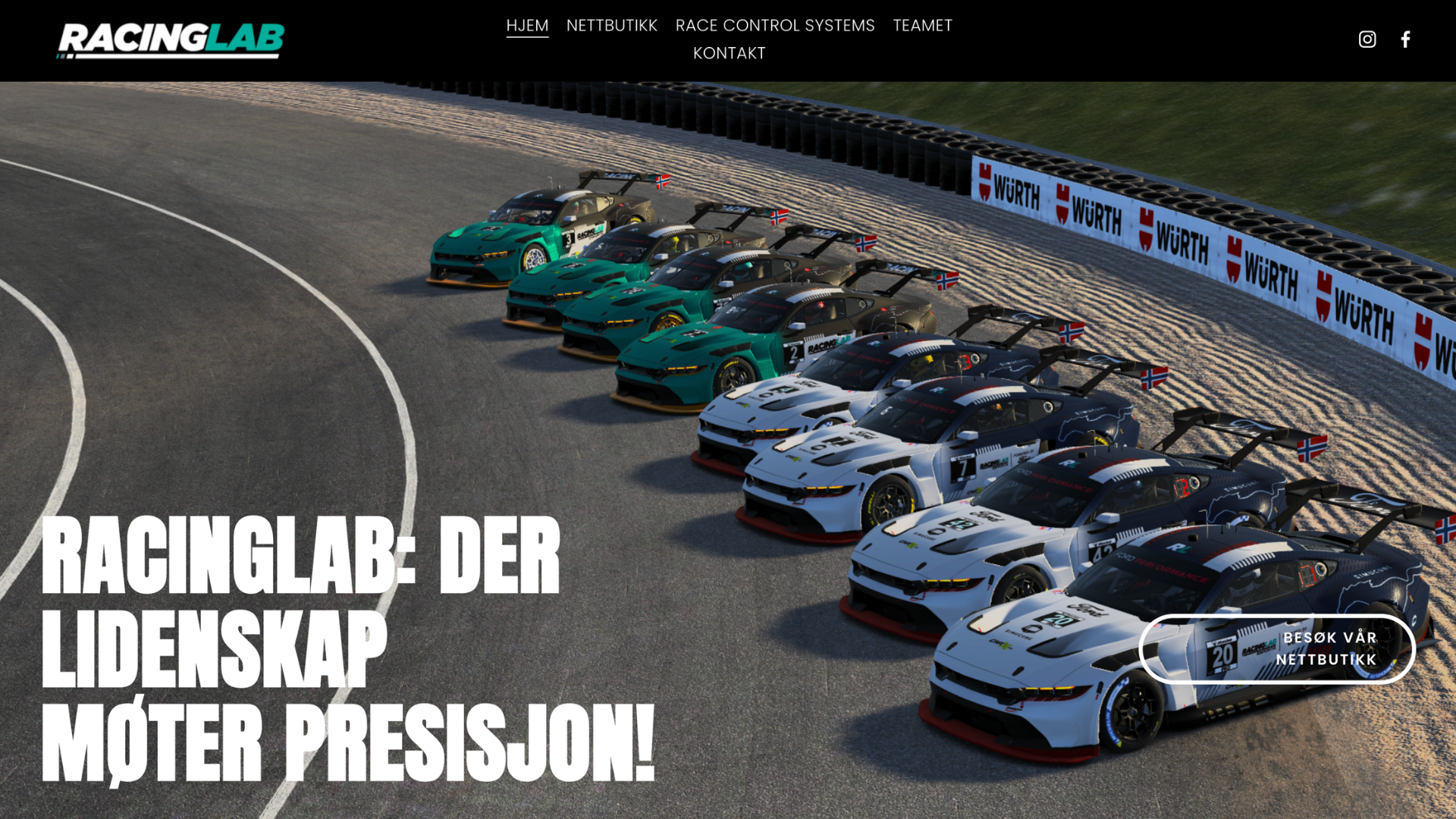 Skjermbilde av nettsiden til RacingLab