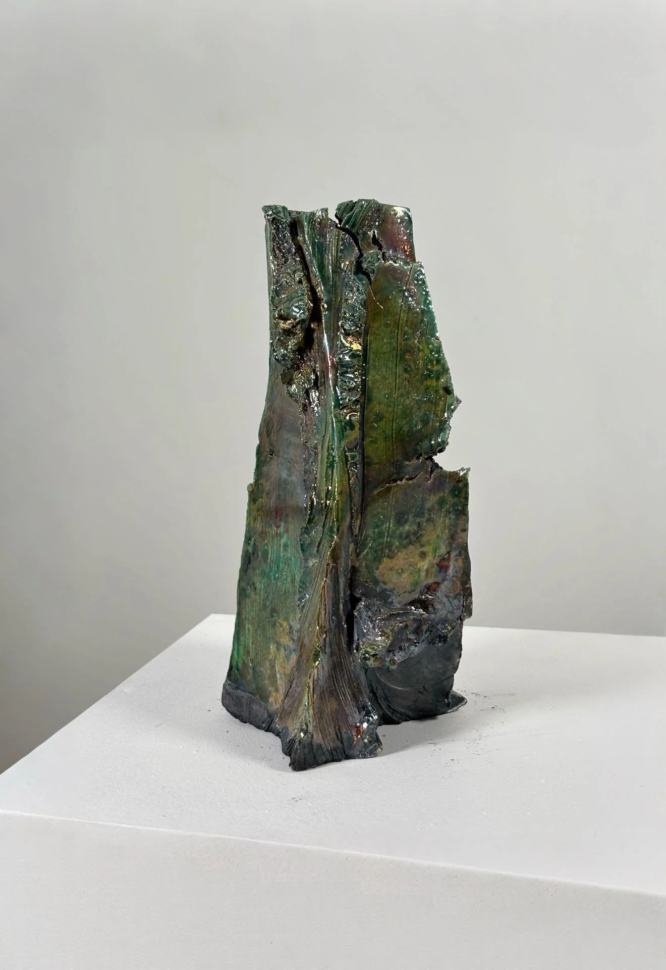 Raku Form No. 3, 2026 — monolithic raku ceramic sculpture by Liz Wycherley, front