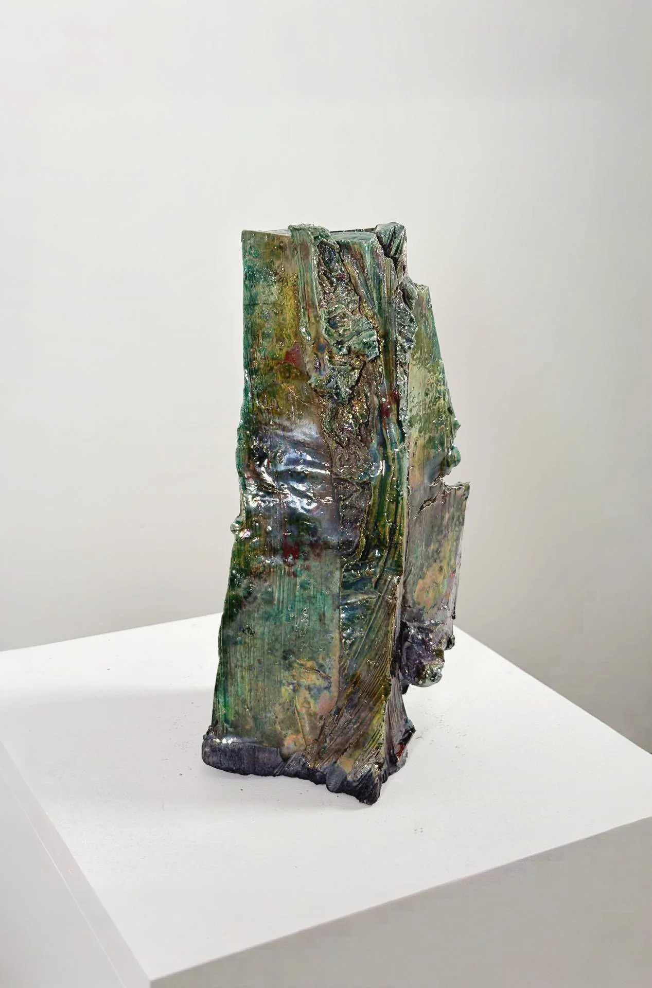 Raku Form No. 3, 2026 — monolithic raku ceramic sculpture by Liz Wycherley, three quarter view