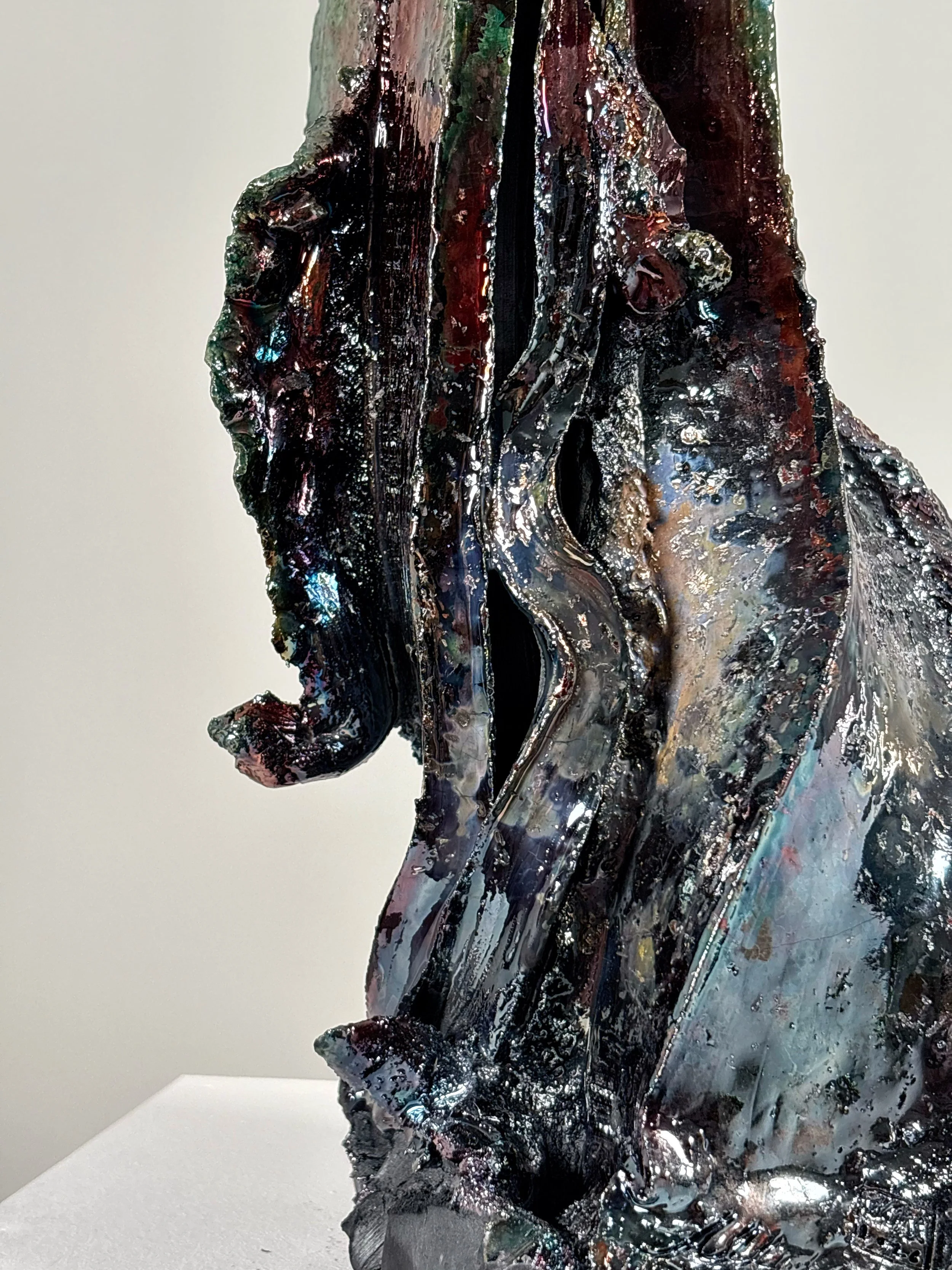 Raku Form No. 1, 2026 — hand-carved raku ceramic sculpture by Liz Wycherley, detail view 1