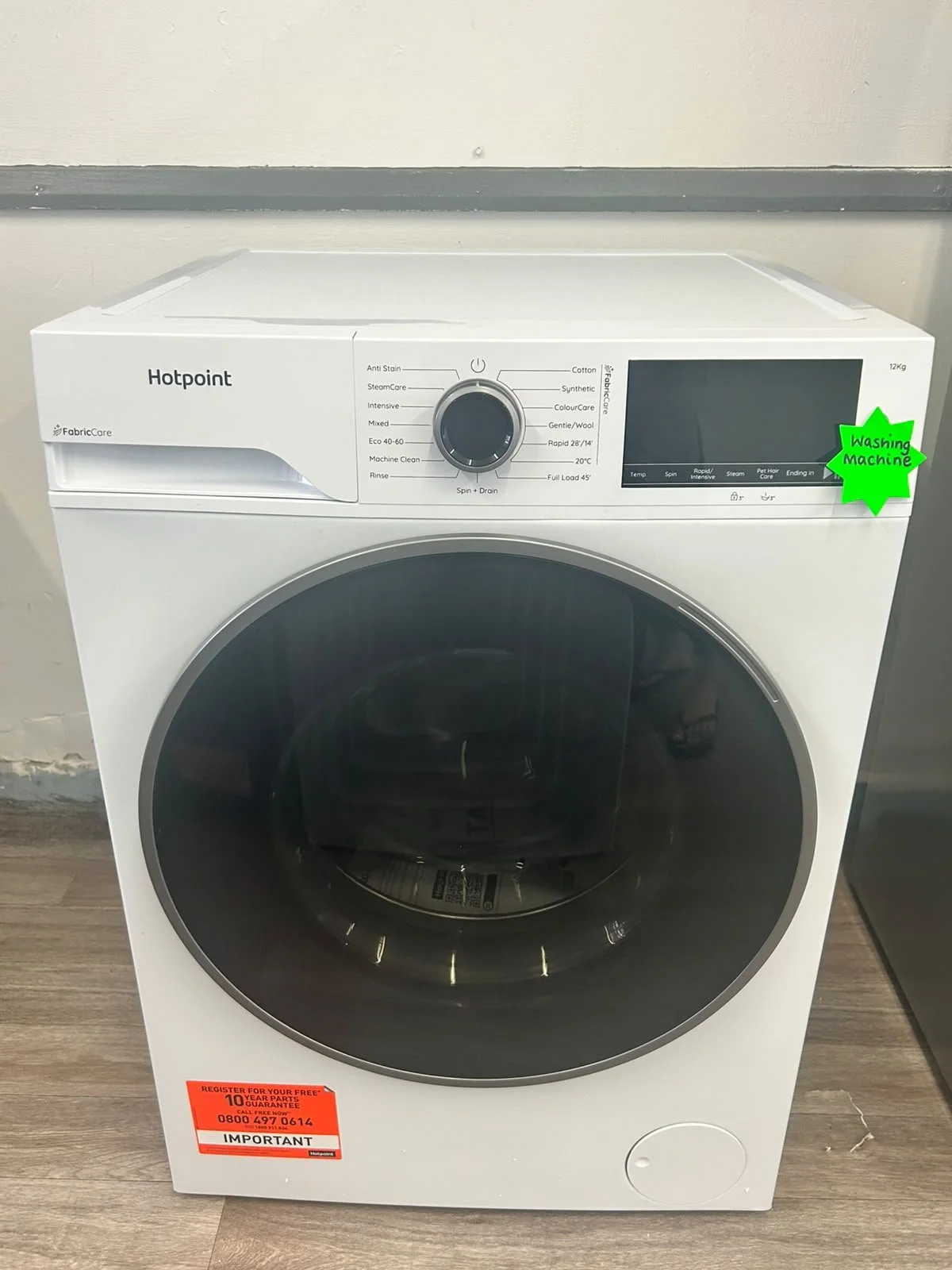 HOTPOINT FabricCare HBCA 123 CARE UK 12kg 1400 Spin Washing Machine - White