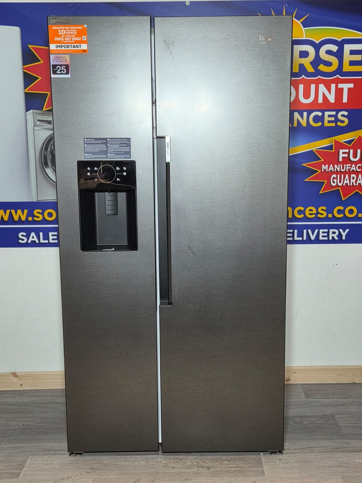 BEKO Pro HarvestFresh ASP342VPS American-Style Fridge Freezer - Stainless Steel (See Description)