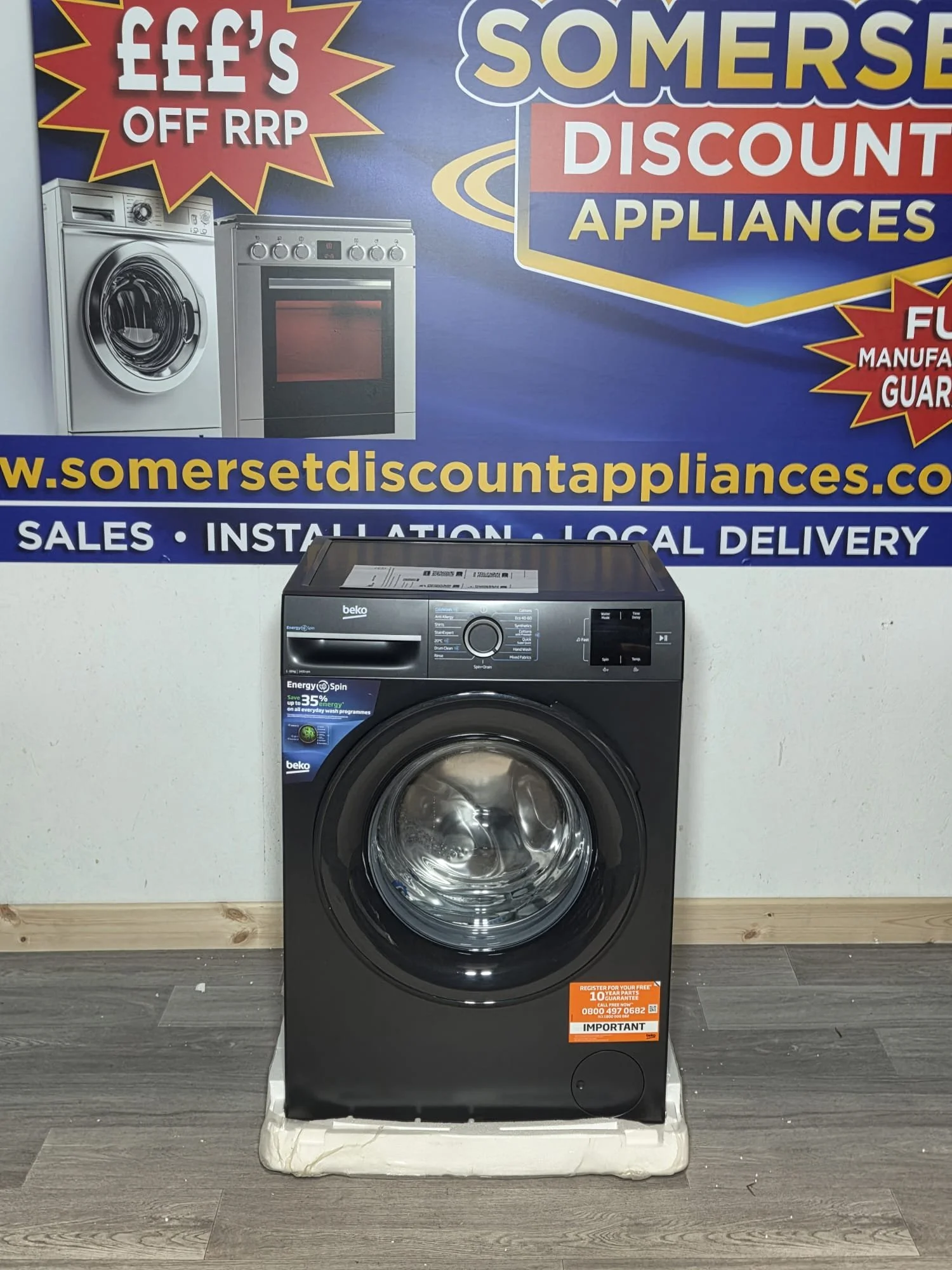 Beko EnergySpin Washing Machine BM3WT31041A 10kg 1400 Spin - Anthracite