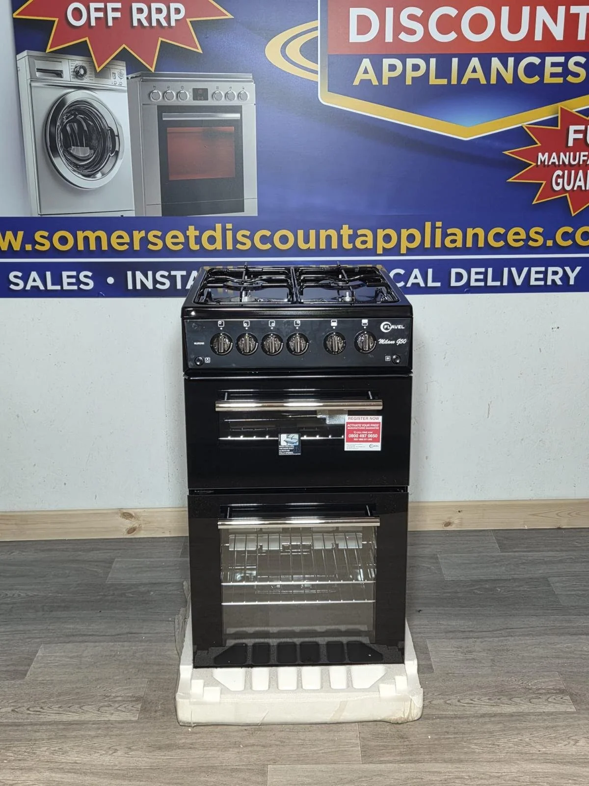 FLAVEL MLB52NDK Gas Cooker 50cm - Black & Stainless Steel