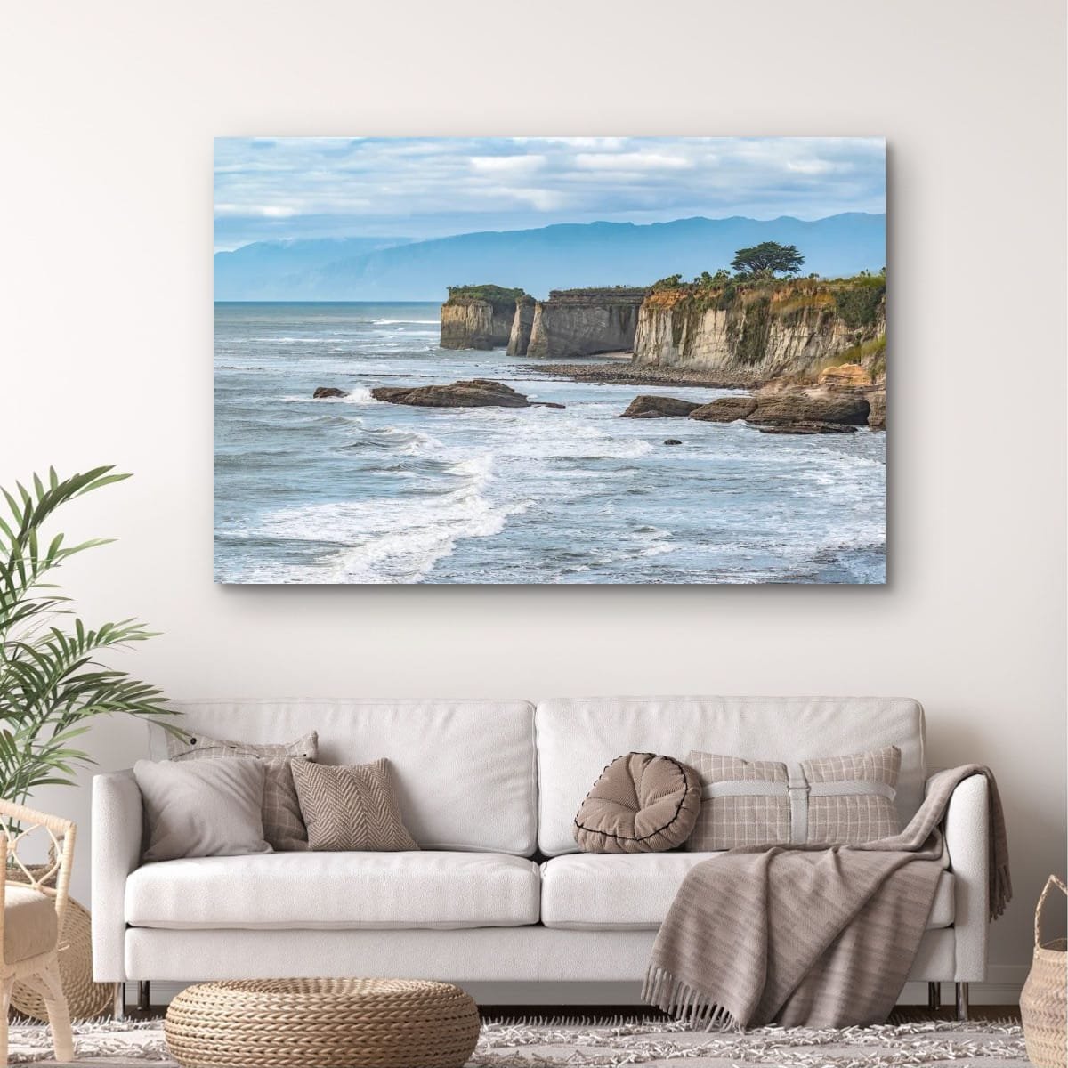 Cliffs towering above the Tasman Sea on the West Coast.