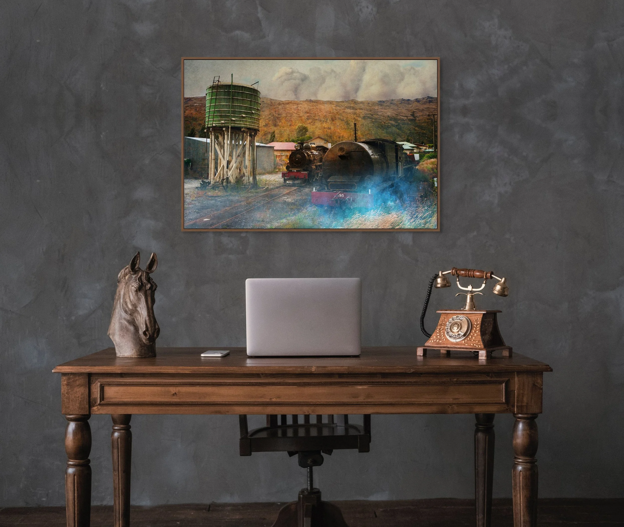 Historic Kingston Flyer steam train locomotive in Kingston Otago New Zealand.