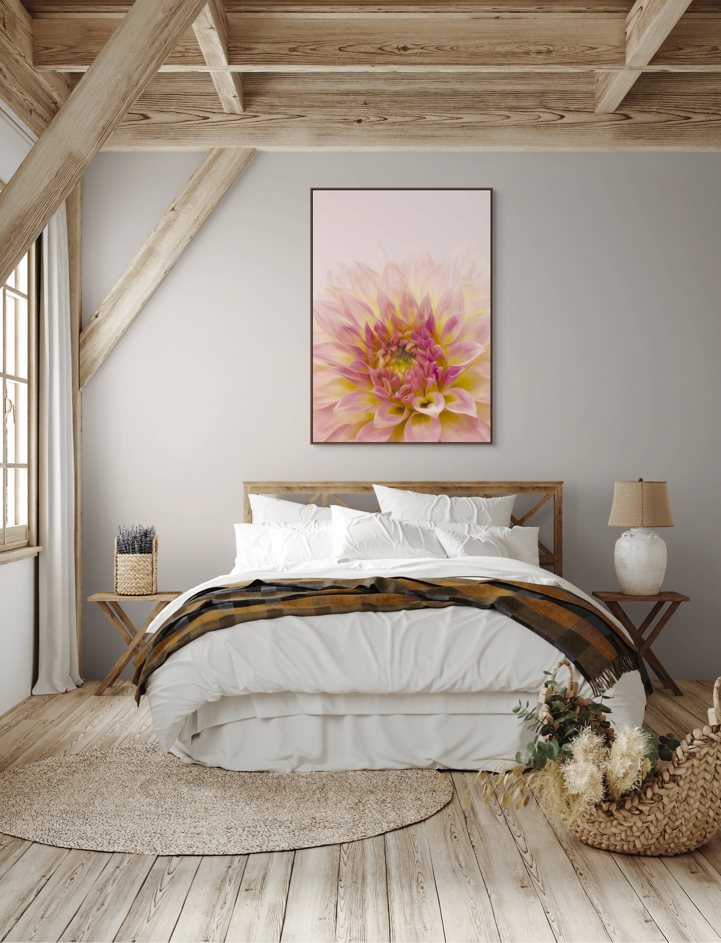 Dahlia flower in a painterly softness create a dreamlike atmosphere, as if the bloom itself were made of light and velvet.