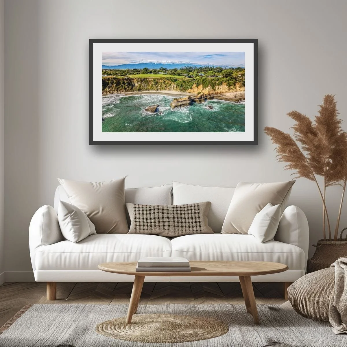 A view of Cape Foulwind coastline with reefs and ocean swells.