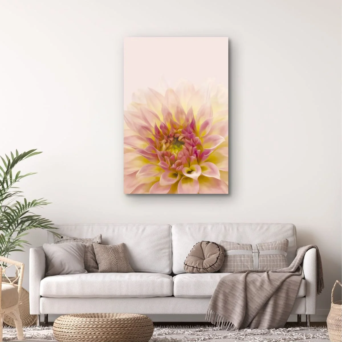 Soft pink dahlia flower photographed in a painterly fine art style.Soft pink dahlia flower photographed in a painterly fine art style.