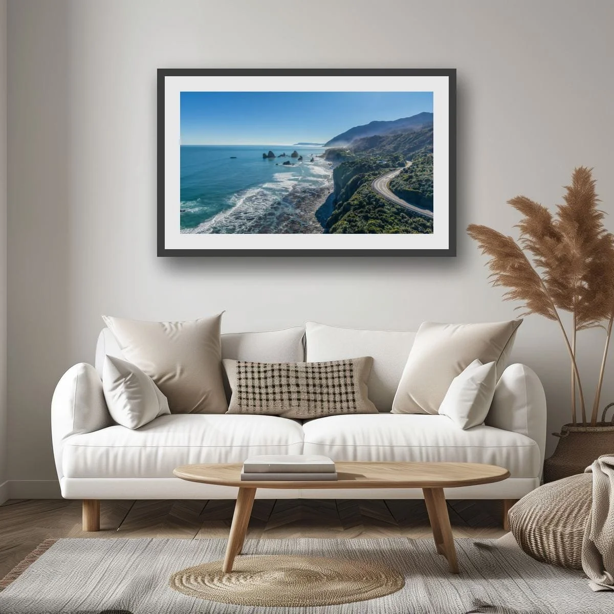 West Coast aerial view where mountains meet the Tasman Sea.