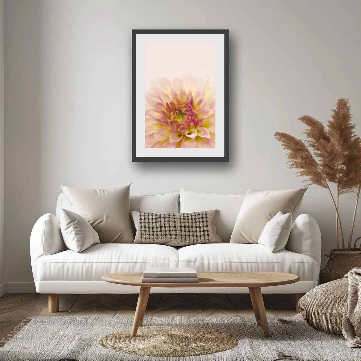 Soft pink dahlia flower photographed in a painterly fine art style.