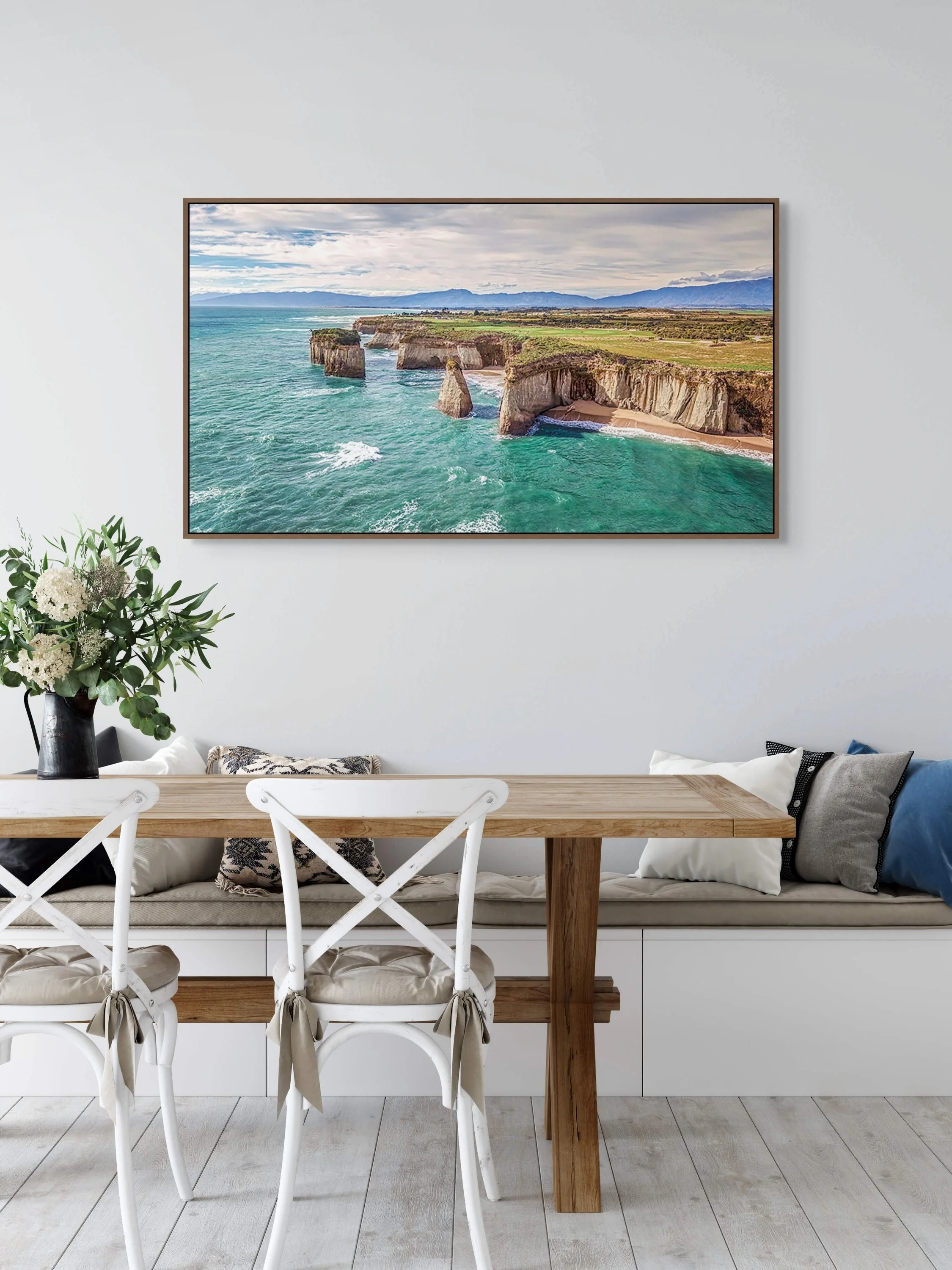 Coastal fine art photograph of towering coastal cliffs meet the wild tasman sea, shaped by years of wind and salt, by From The Field.