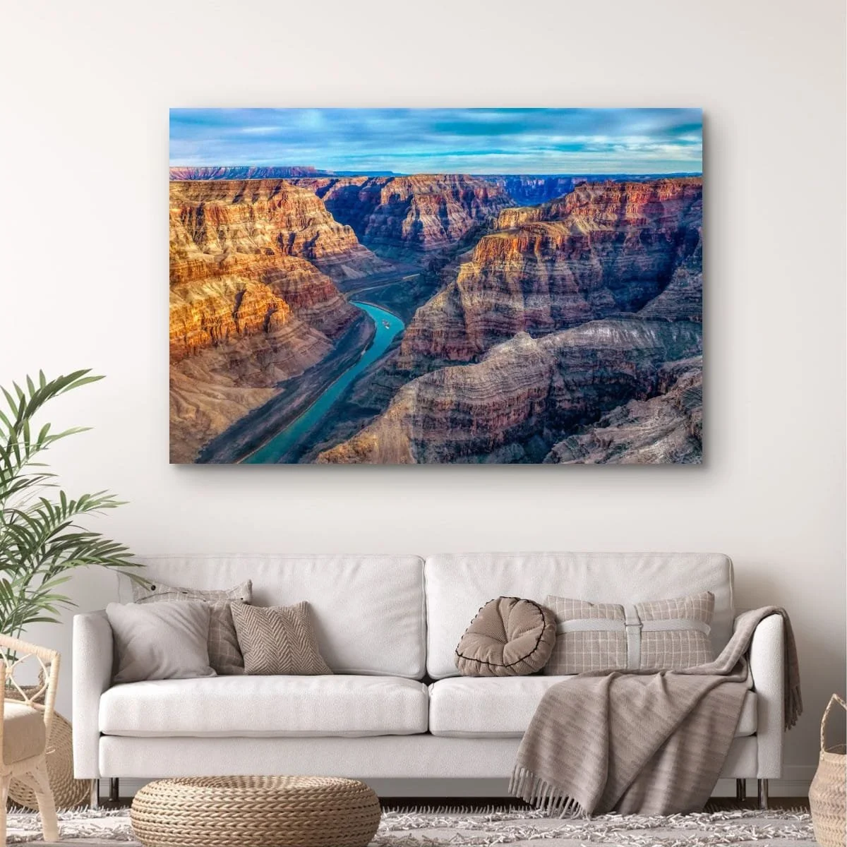 Grand Canyon landscape with winding river below.