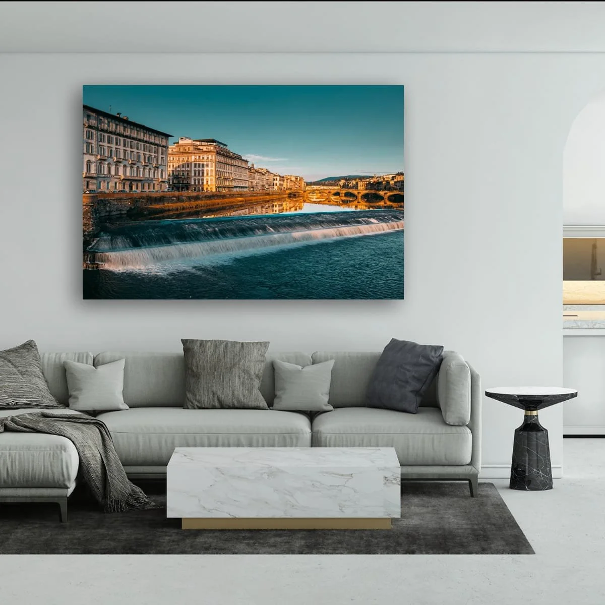 Florence cityscape reflected in the River Arno