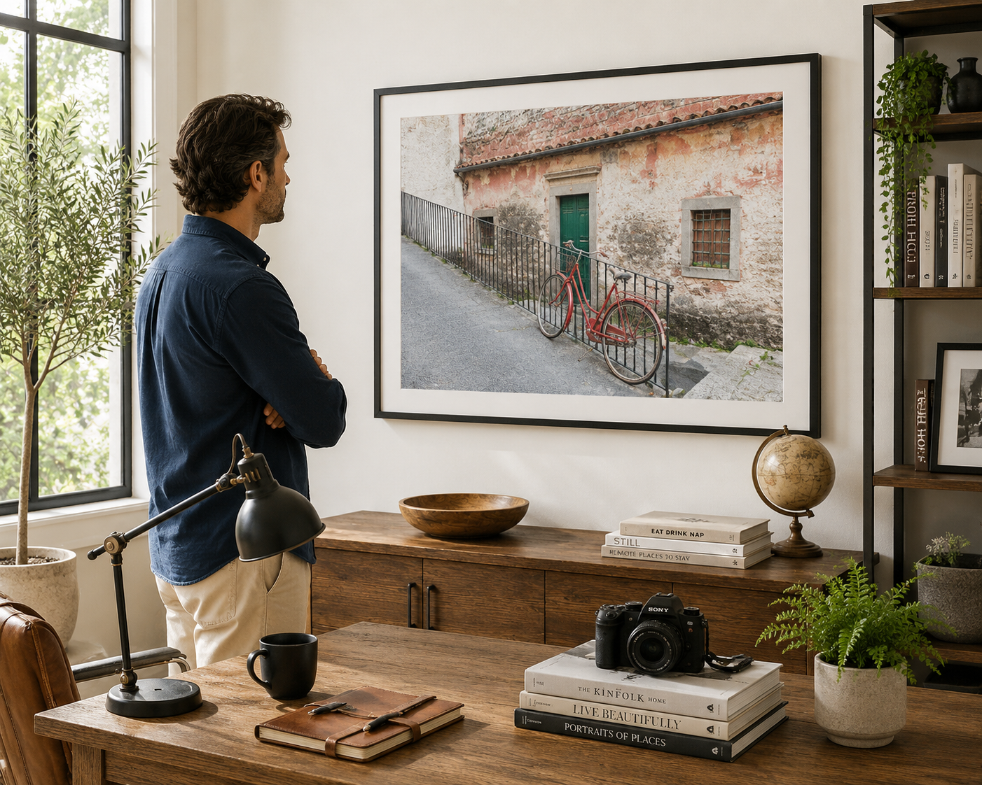 Vintage bicycle beside an old stone wall