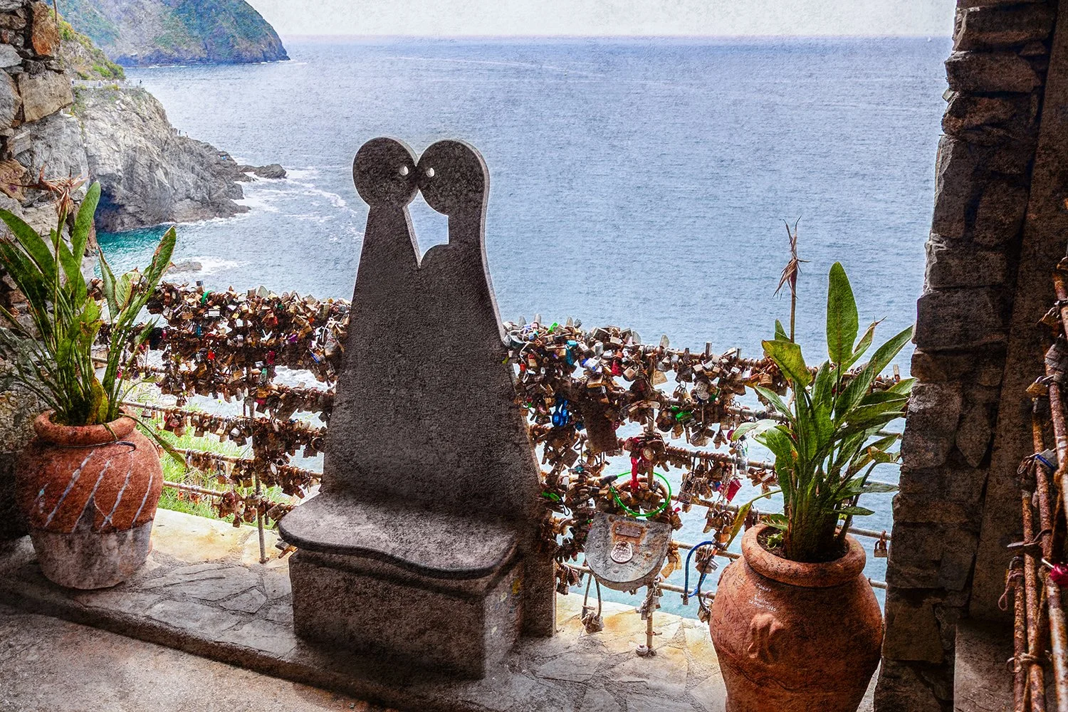 Love lock viewpoint overlooking the sea