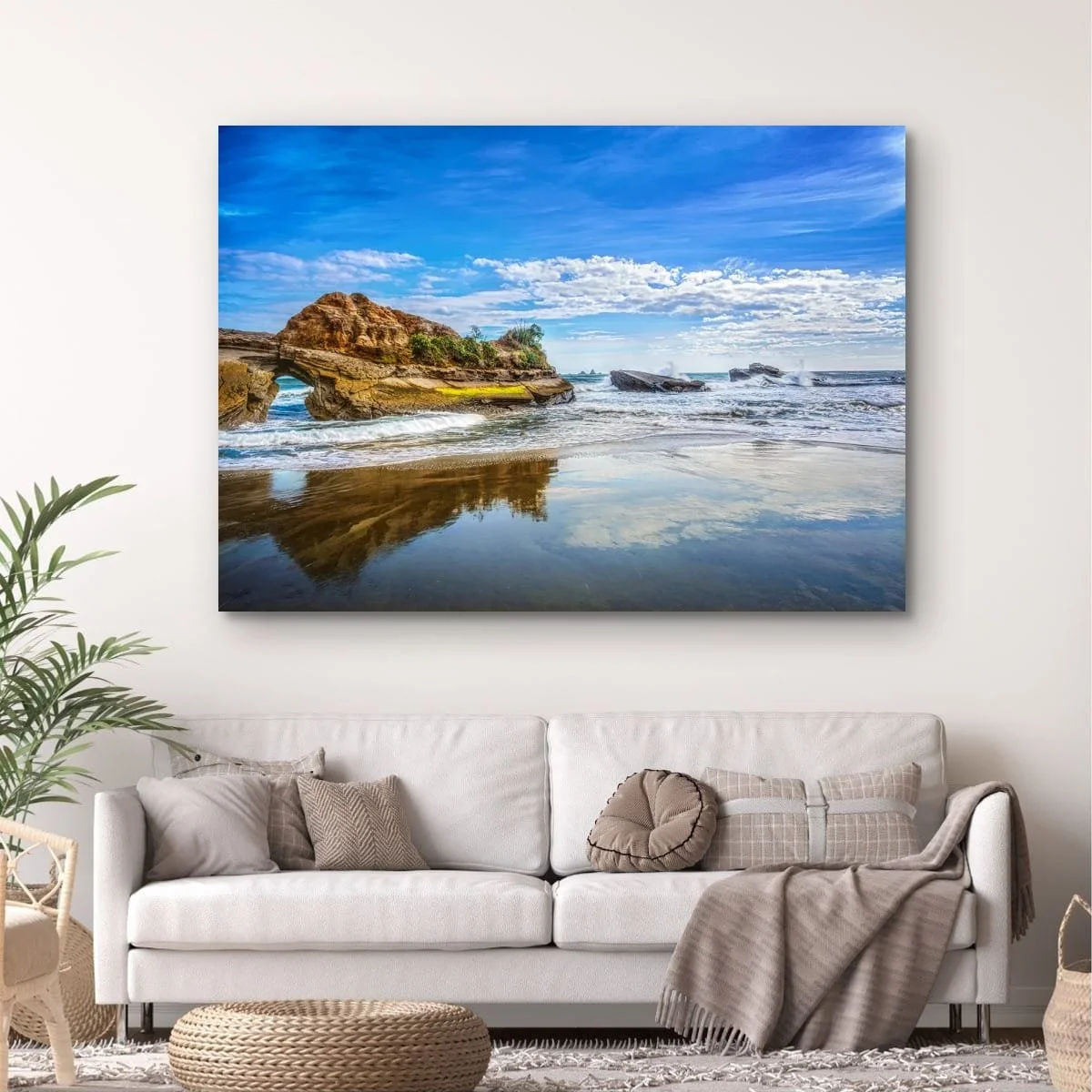 Coastal rock formations and blue ocean on the West Coast.