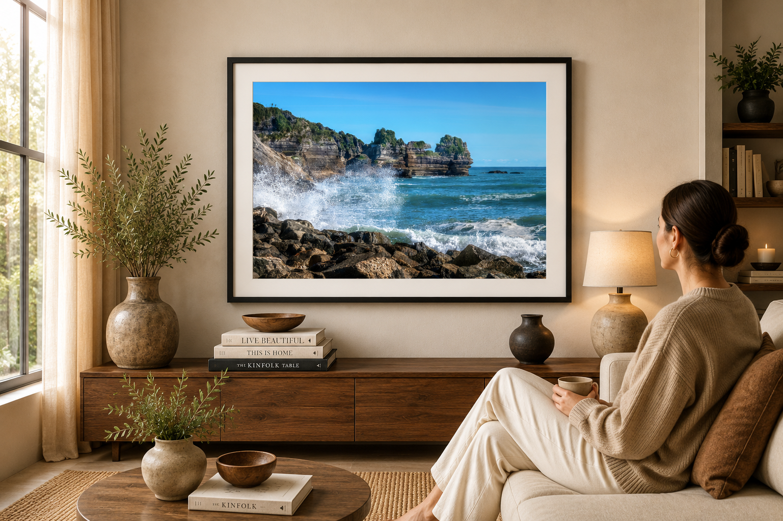 Ocean spray crashing against the Pancake Rocks at Punakaiki.