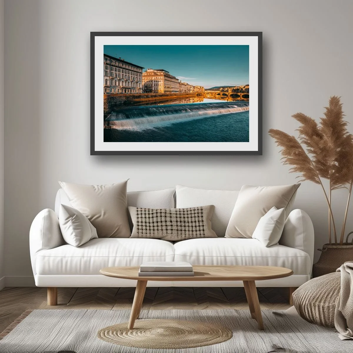 Florence cityscape reflected in the River Arno