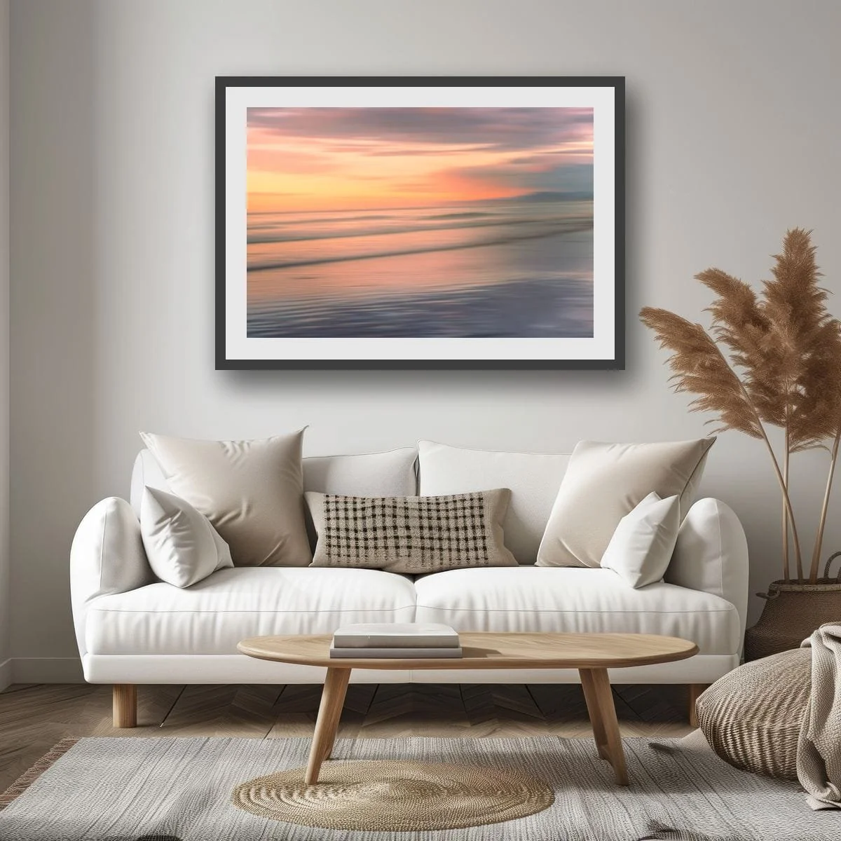 Abstract coastal photograph with pastel colours and flowing ocean movement.