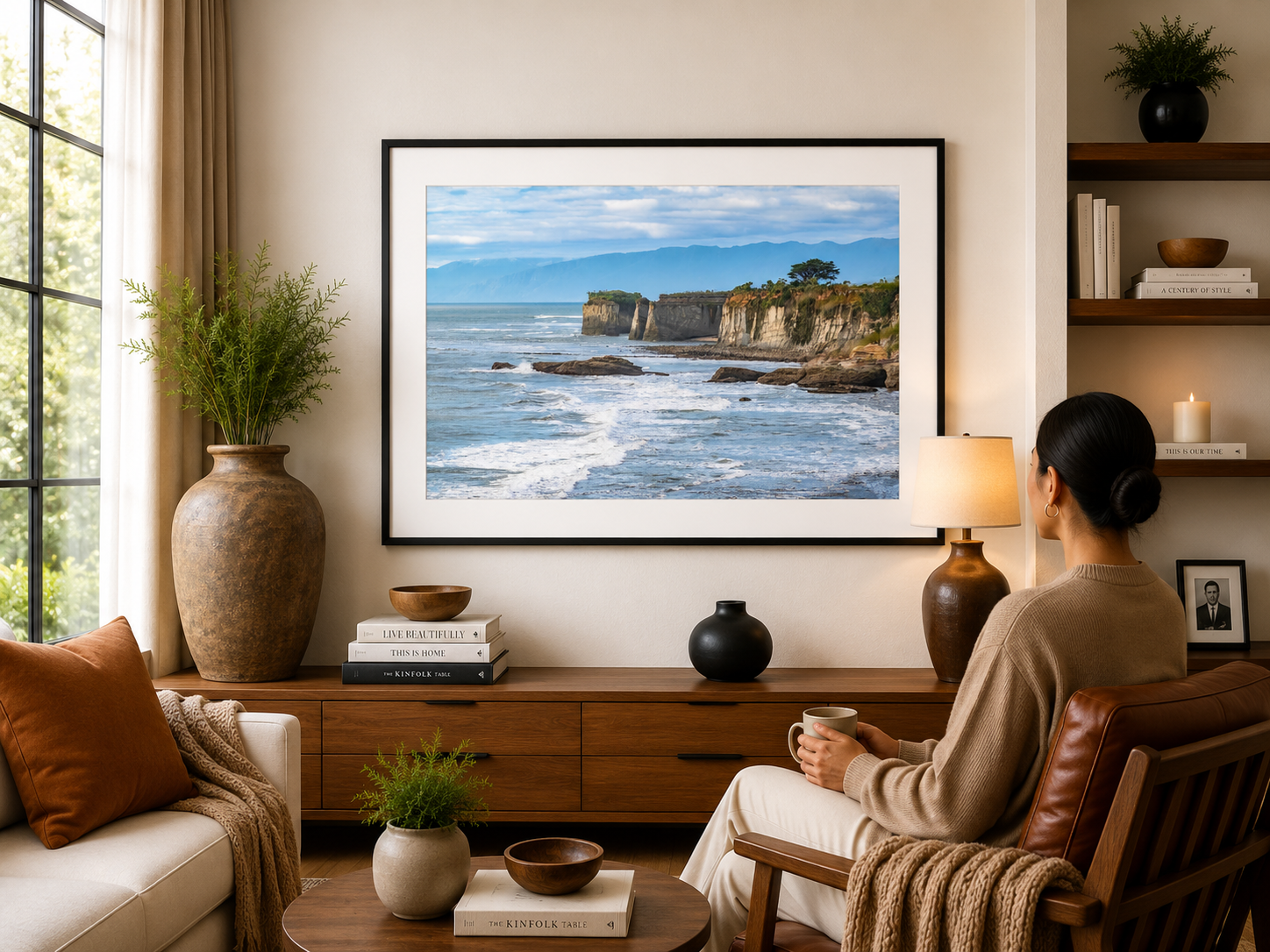 Cliffs towering above the Tasman Sea on the West Coast.