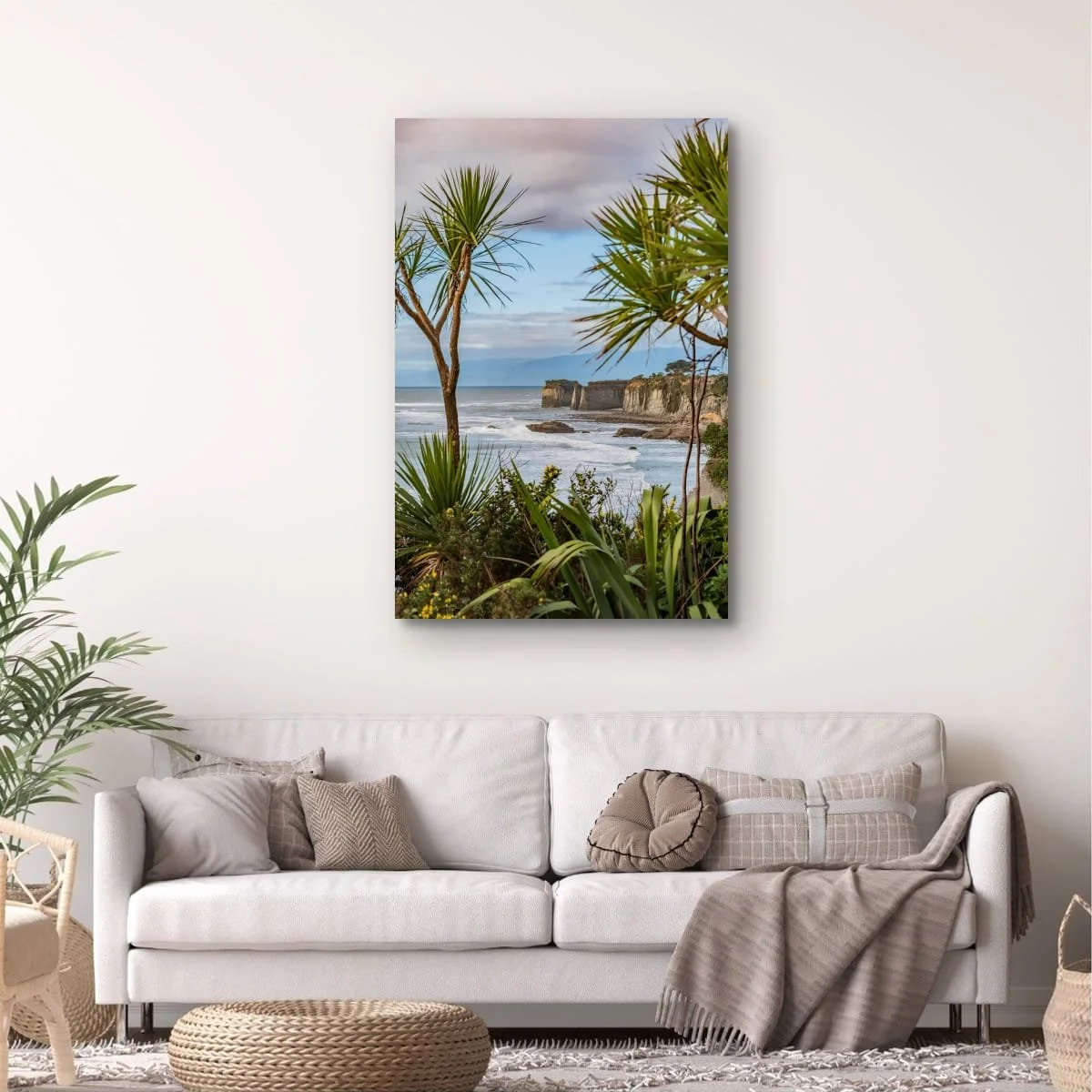 Elevated coastal lookout framed by native vegetation.