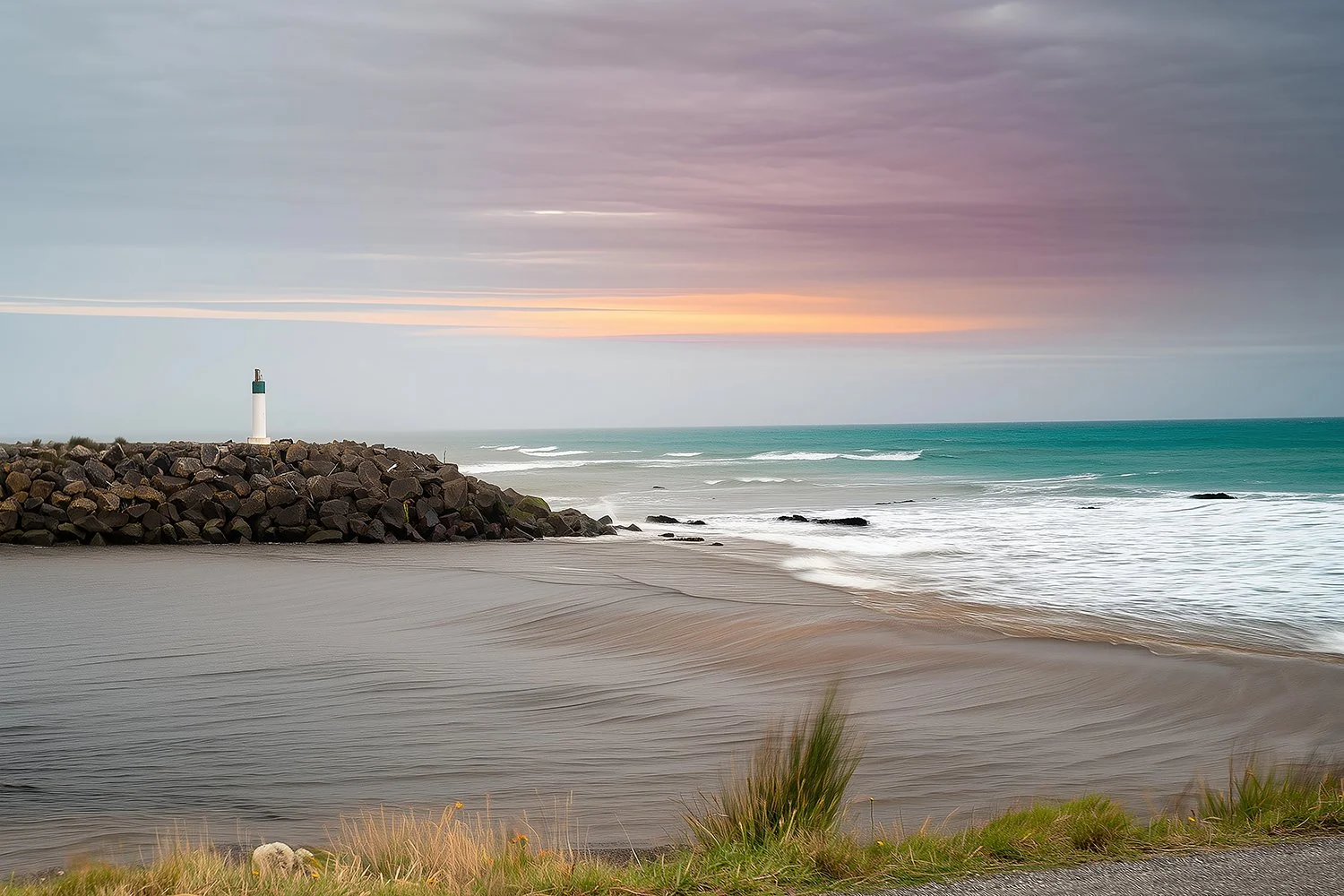 Tip Head Beacon overlooking the river entrance and Tasman Sea.