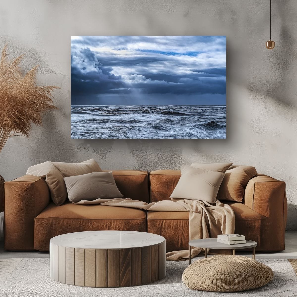 Storm clouds and dramatic light over the ocean.
