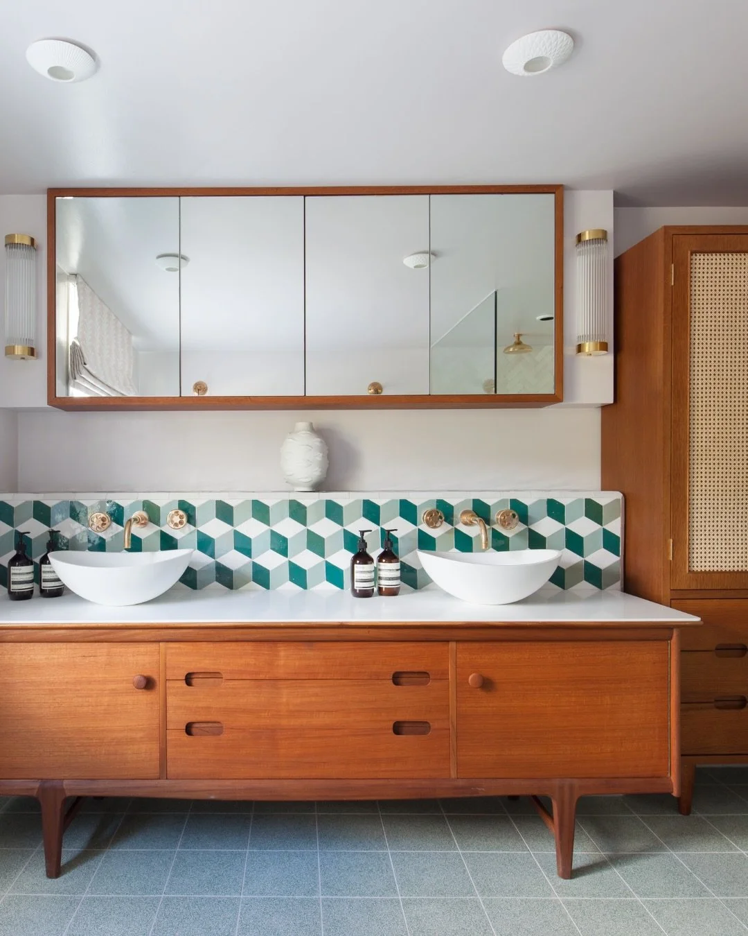 Bathrooms are often treated as purely functional. Colour changes that entirely.

It shifts a room from clinical to atmospheric. Renovations especially of period properties whether city, mountain or beach, offer so much potential to introduce mood, at