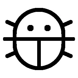Ein einfaches, kindliches, schwarzes und weißes Katzenkopf-Icon mit ovalen Augen, Schnurrhaaren und einer langen Zunge.