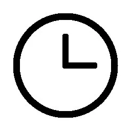 Ein schwarzer Umriss einer analogen Wanduhr ohne Zahlen