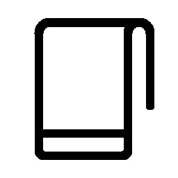 Ein schwarz-weißes Symbol eines Handtuchs.