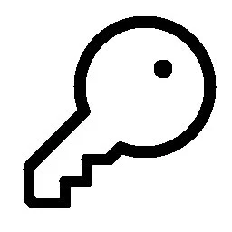 Ein einfaches schwarzes und weißes Icon einer Schlüssel mit einer runden Spitze