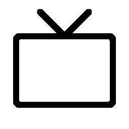 Ein schwarzer TV-Bildschirm mit Antennen auf einem weißen Hintergrund.