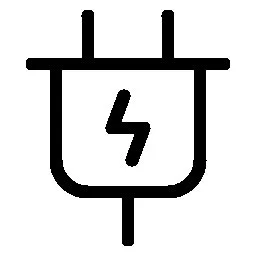 Ein Stromanschluss mit einem Blitzsymbol, das auf elektrische Spannung hinweist.