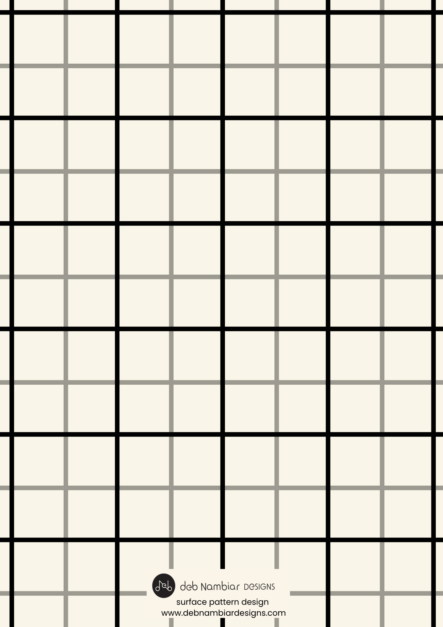 Aussie Outback Plaid:
Medium Scale Repeat - Cream & Black