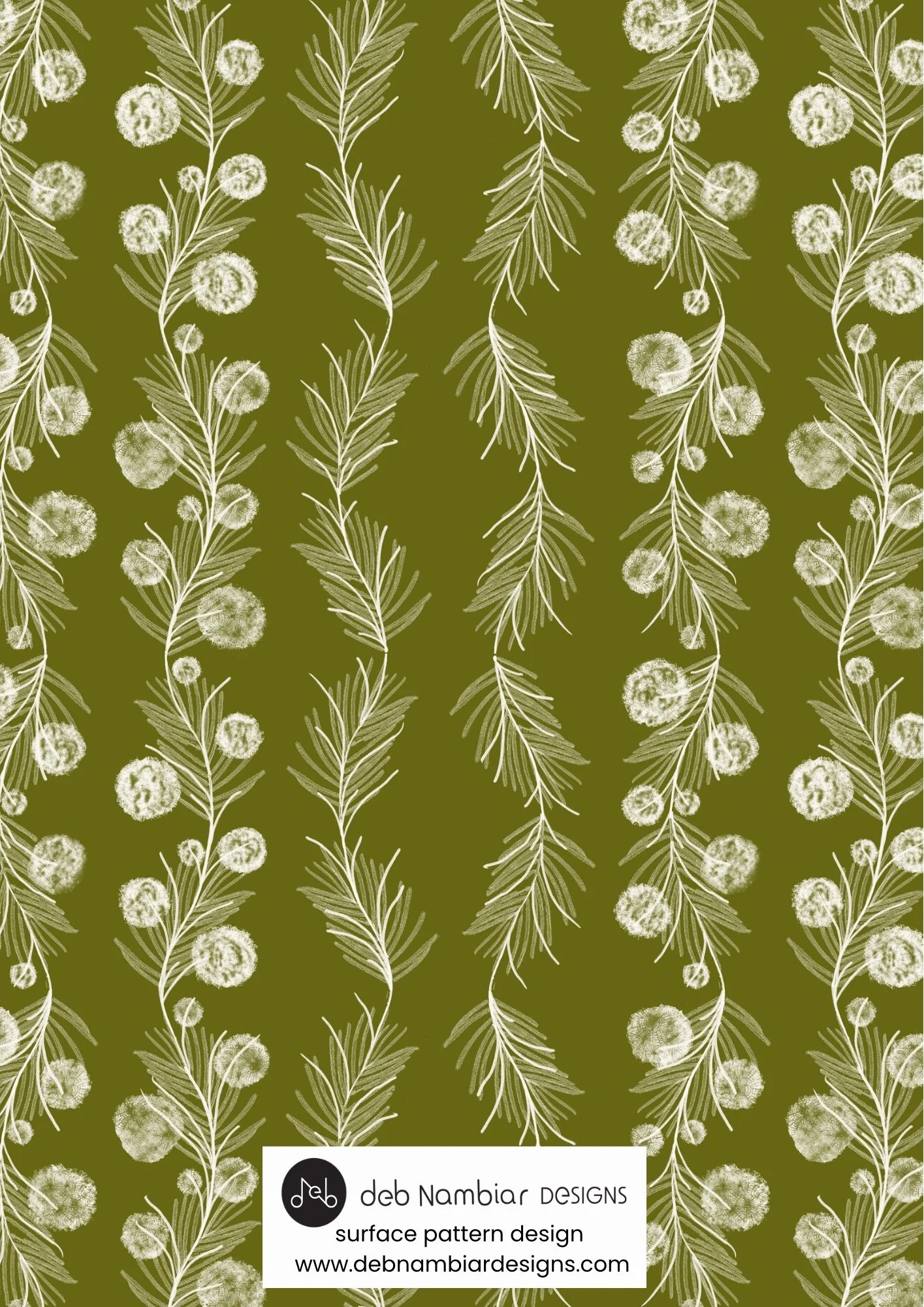 Wattle & Kōwhai Vine - Tussock Gold - Deep Olive Tonal