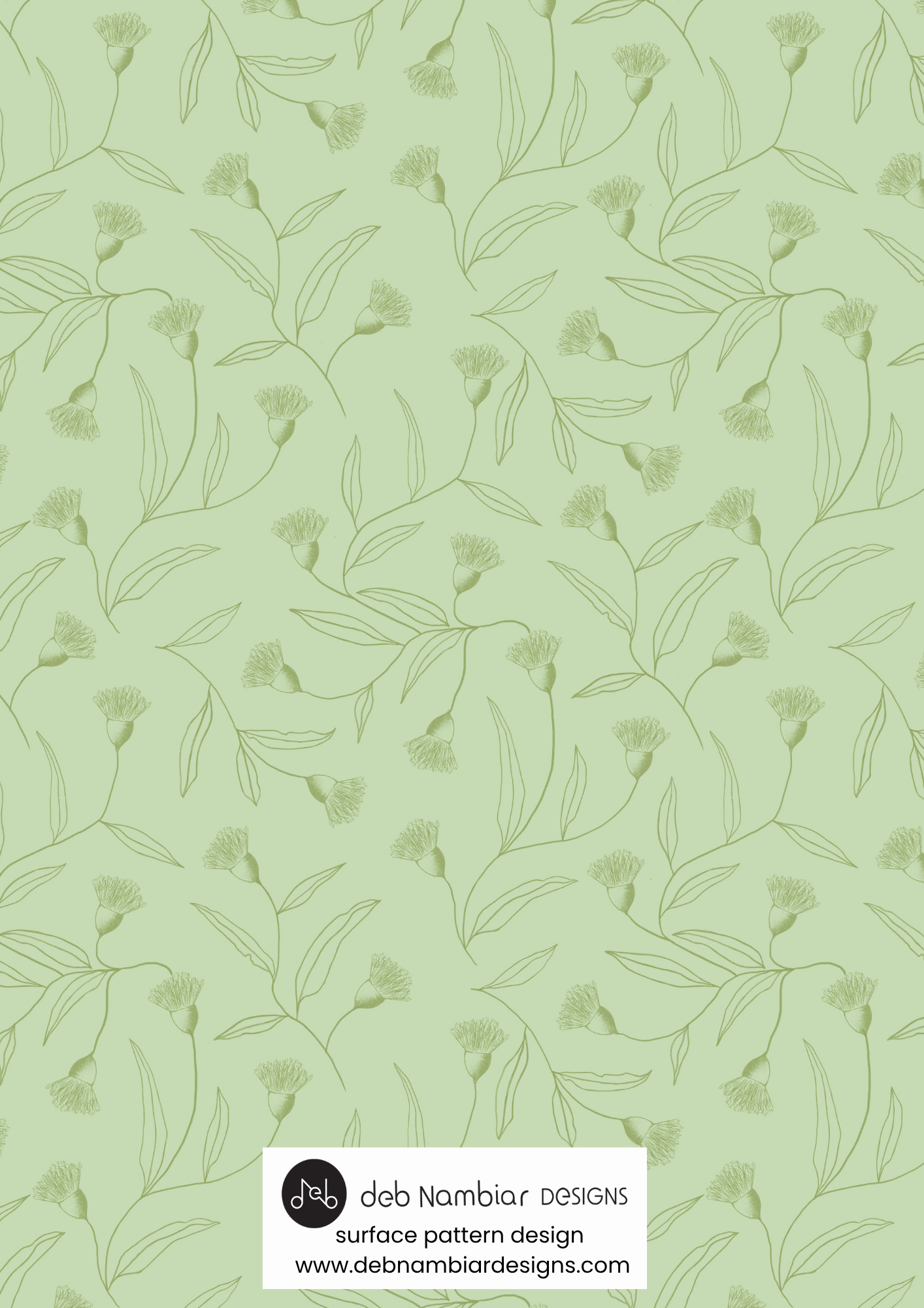 Flowering Gum Trails - Native Bush Green - Soft Yellow Green Tonal