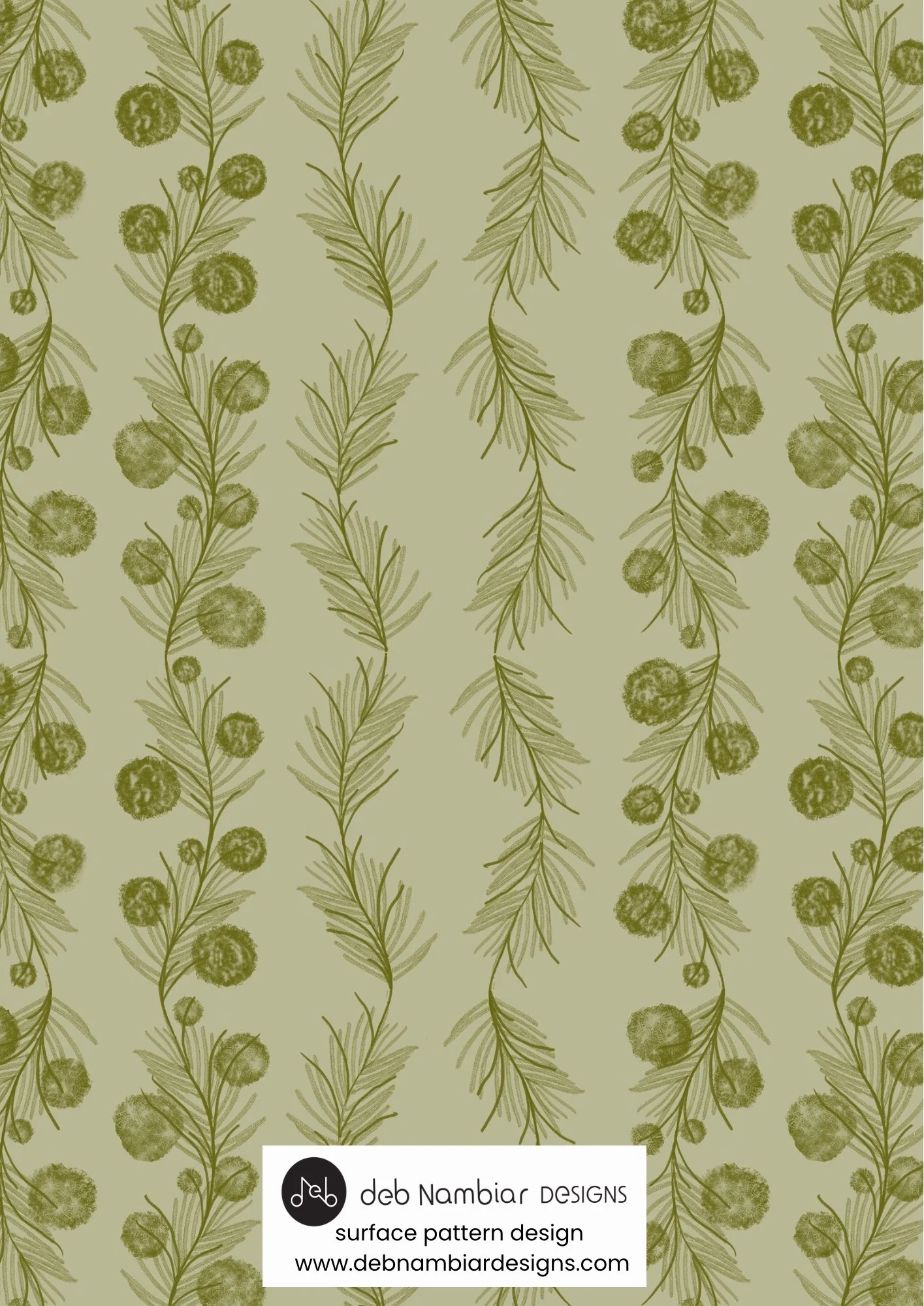 Wattle & Kōwhai Vine - Tussock Gold - Mid Olive Tonal
