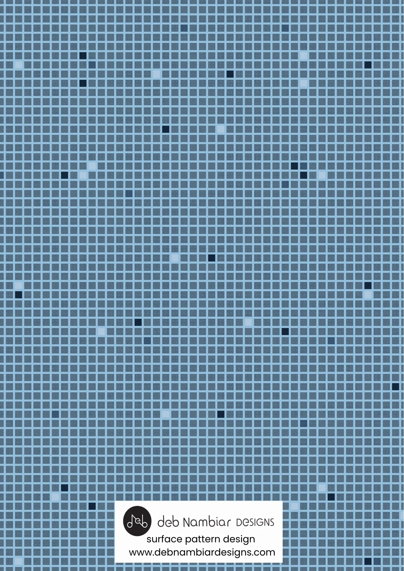 Tasman Grid - Tasman Blue - Mid Blue Tonal