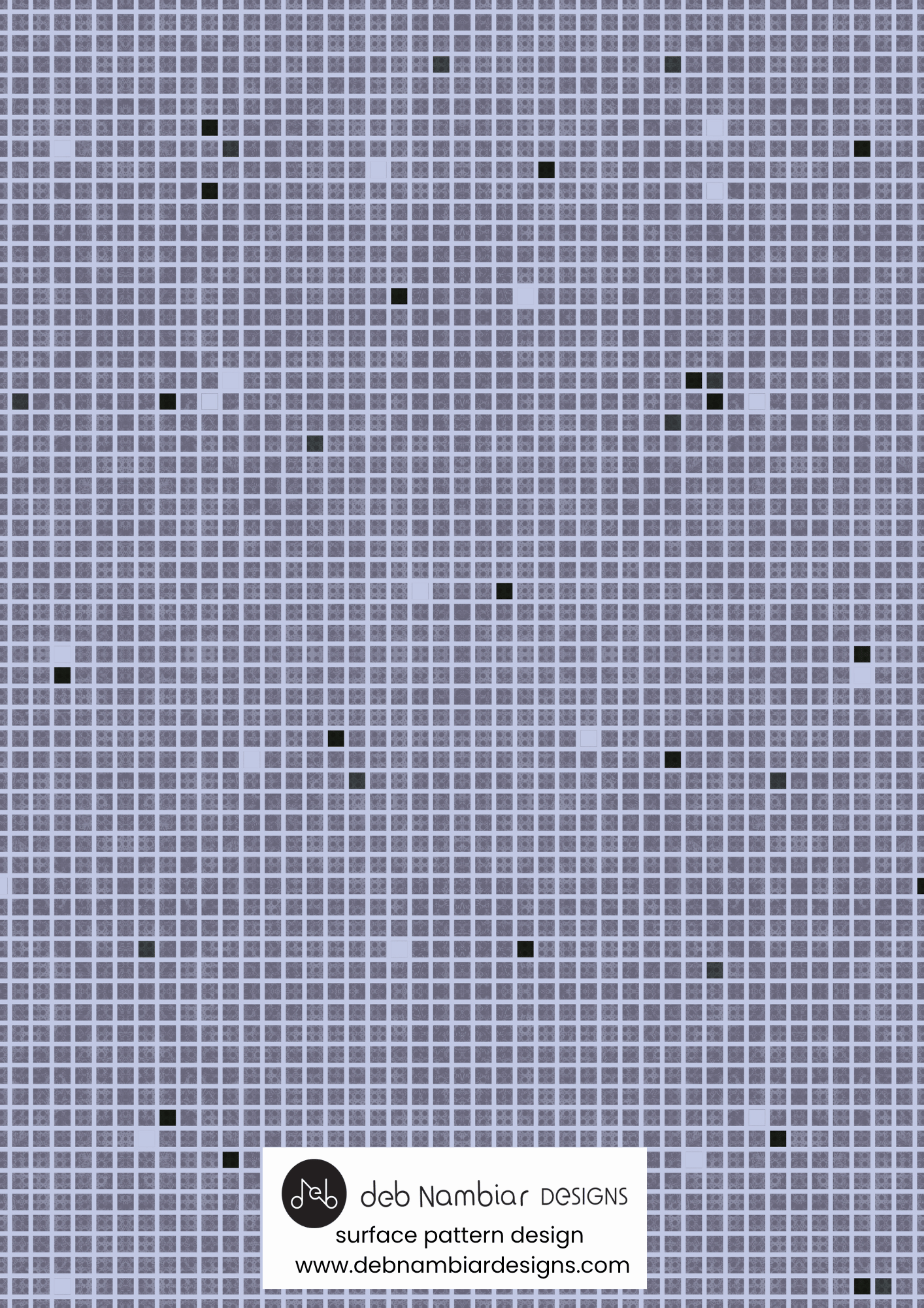 Tasman Grid - Native Bush Green - Soft Purple Grey Tonal
