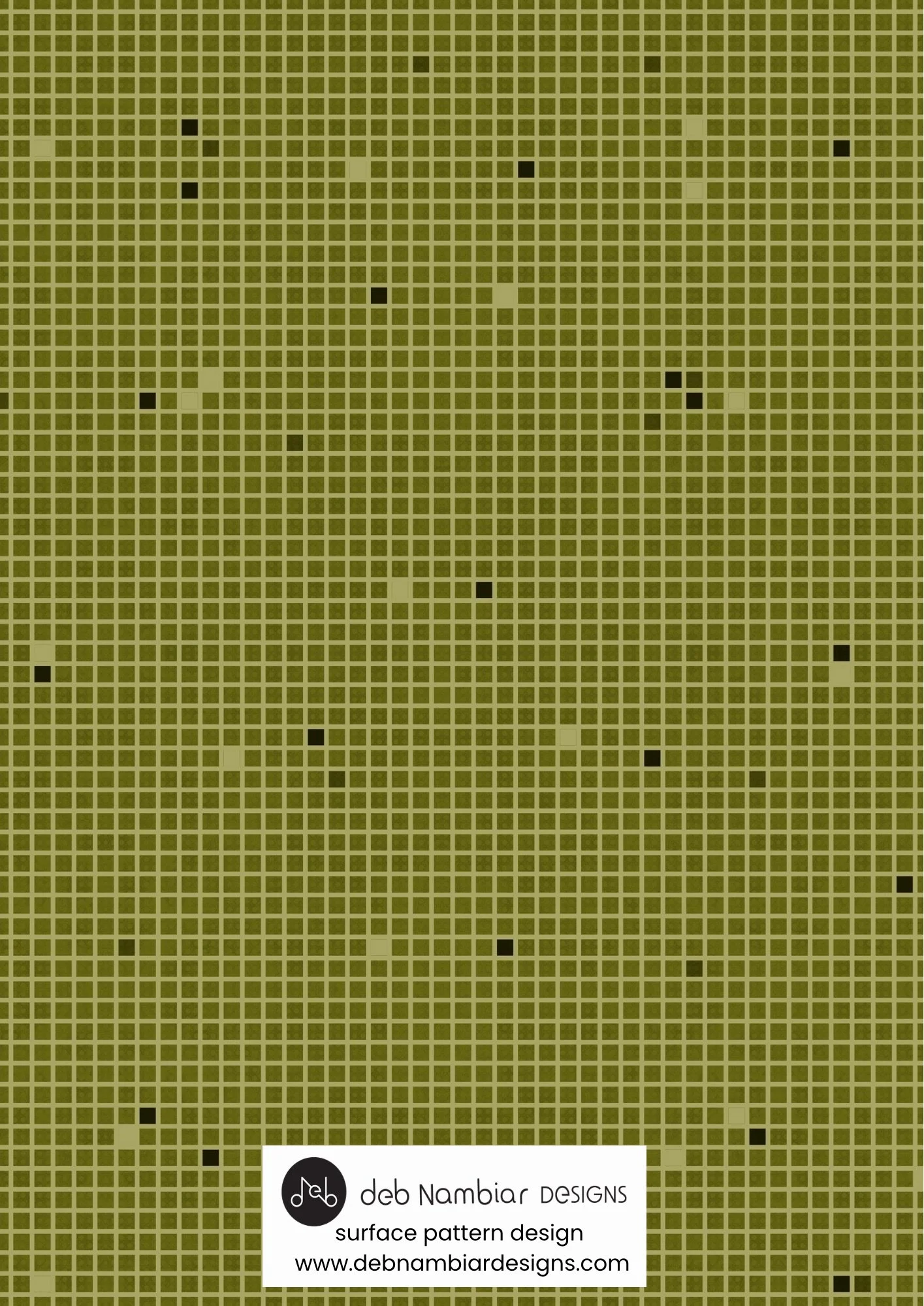 Tasman Grid - Tussock Gold - Mid Green Tonal