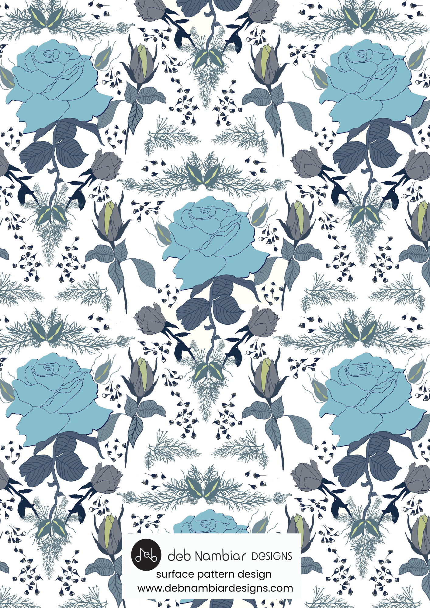 Blooming Roses – Blue Chalk