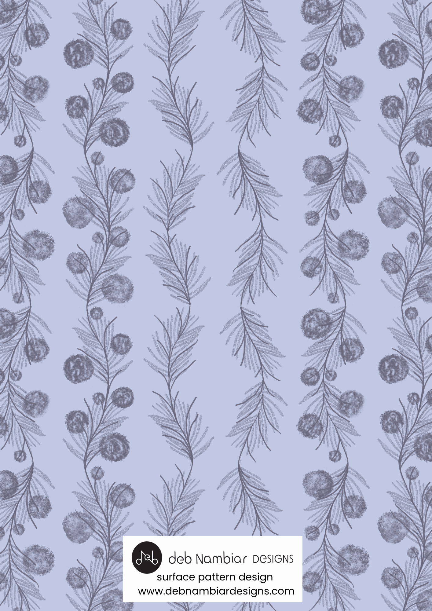 Wattle & Kōwhai Vine - Tasman Blue - Soft Purple Tonal
