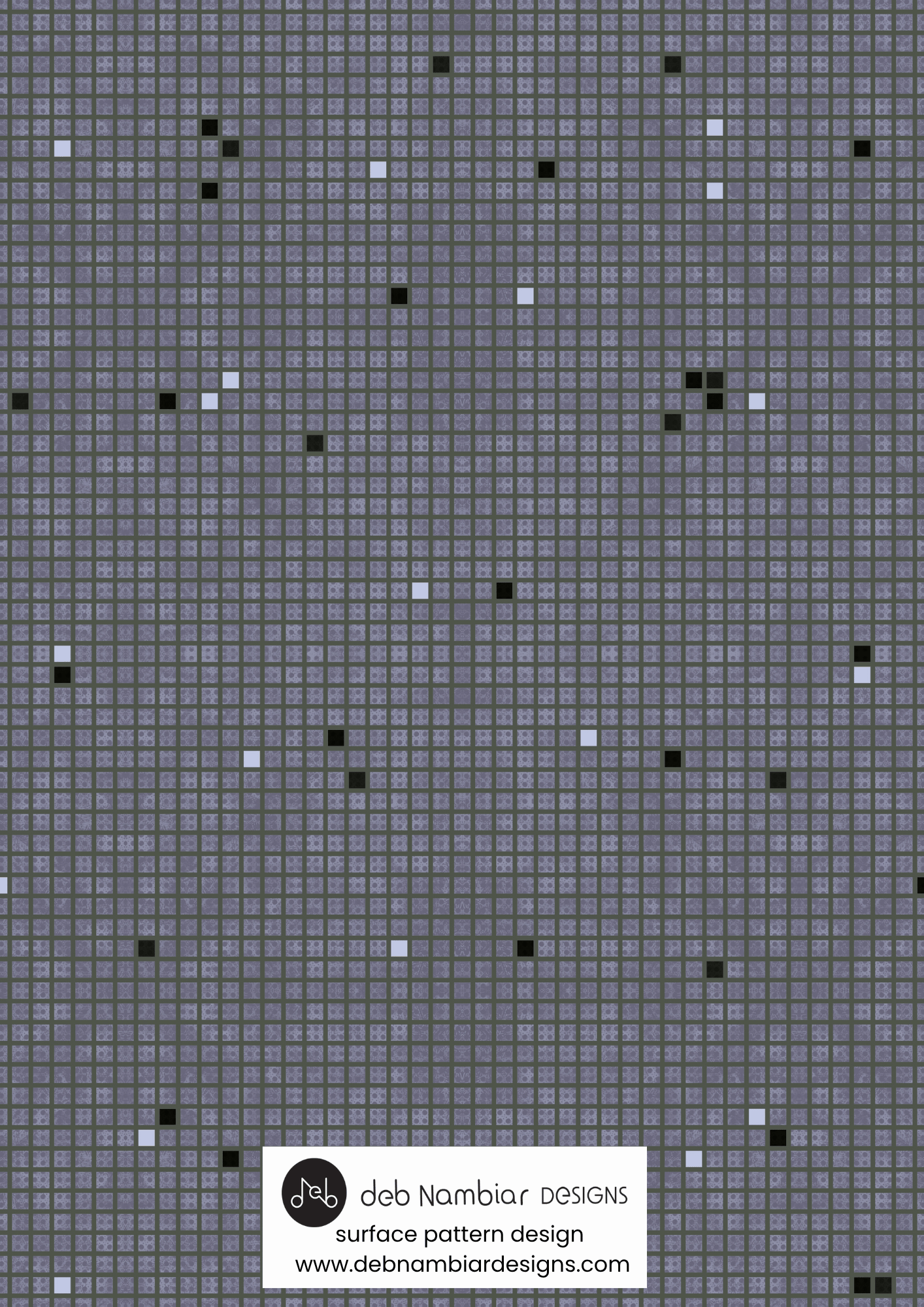 Tasman Grid - Native Bush Green - Deep Purple Grey Tonal