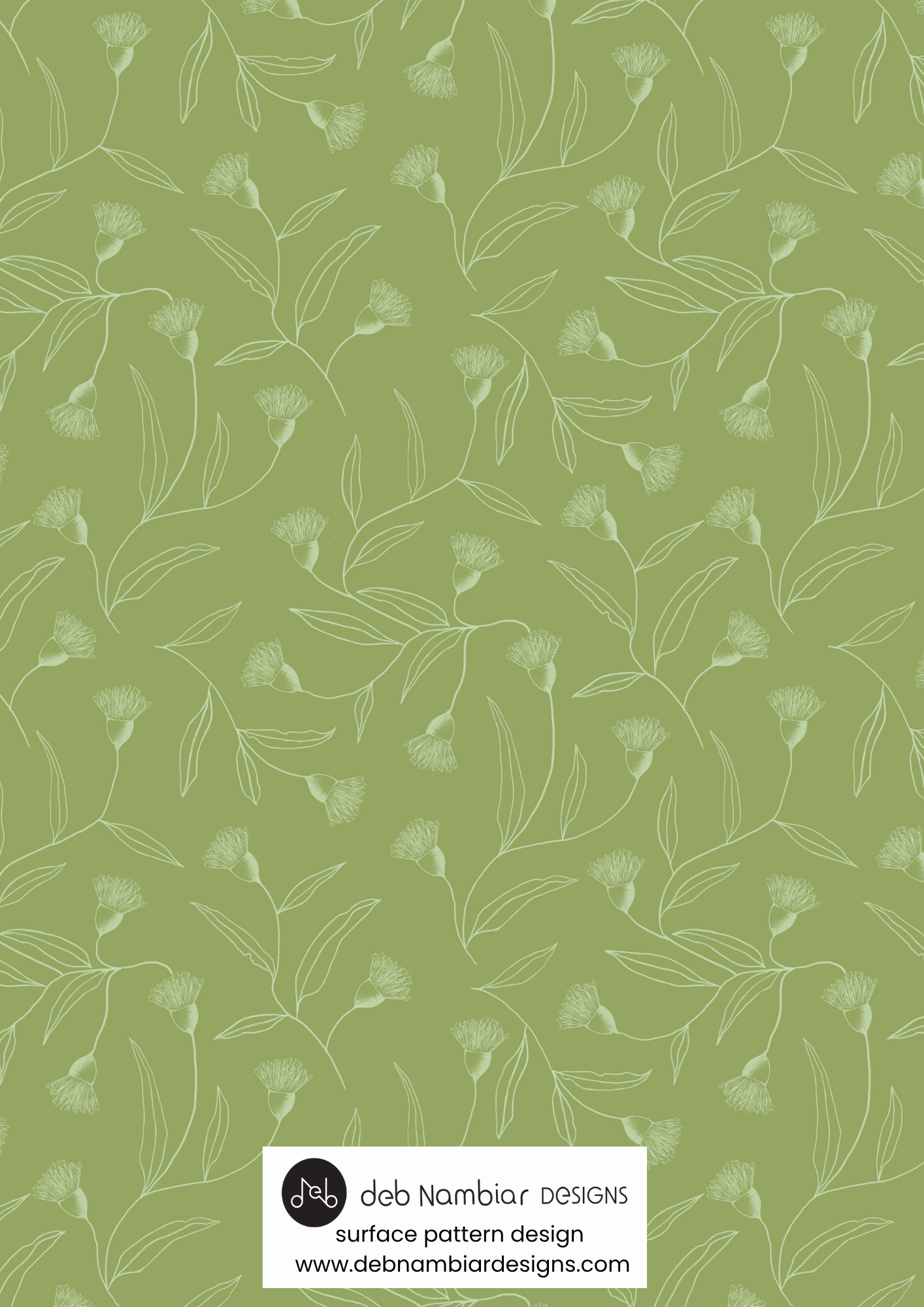 Flowering Gum Trails - Native Bush Green - Deep Yellow Green Tonal