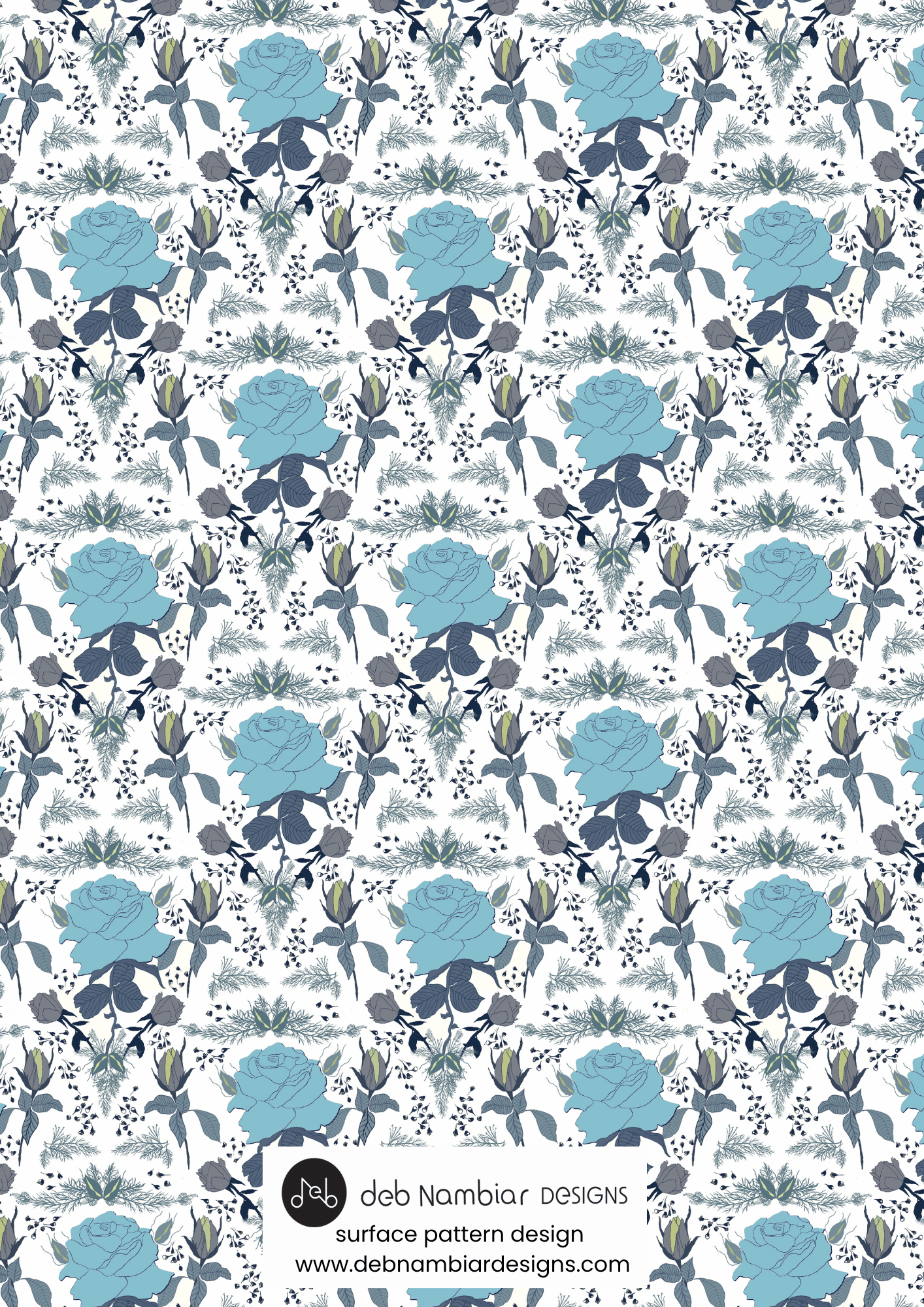 Blooming Roses – Blue Chalk 50%
